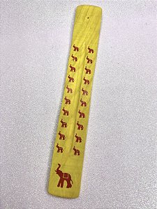 Incensário de Madeira - Elefante - Amarelo e Vermelho