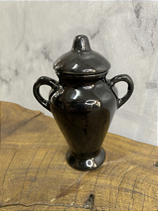 Quartinha de porcelana Com Asa - 13cm - Preta