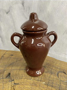 Quartinha de porcelana Com Asa - 13cm - Marrom