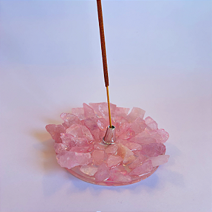 Incensário de Cristal Quartzo Rosa – Raio Rosa | Mestra Rowena e Lady Vênus