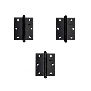 Kit 3 Dobradiças Porta Pado 3530 Preta Rolamento C/ Parafuso