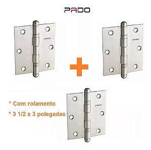 Dobradiça Porta Madeira Pado 3530 Escovada Rolamento 3 Pçs