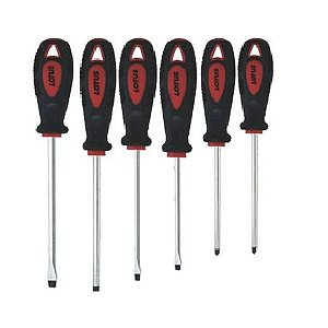 Kit Chave Fenda E Phillips 6 Pçs Imã Emborrachada Lotus 6400