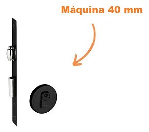 Fechadura Rolete Porta Pivotante Pado Preta Preto 40mm 454