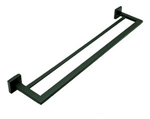 Porta Toalha Toalheiro Duplo Eterna 60cm Banheiro Inox Preto