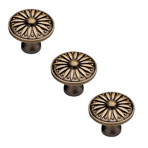 Kit 3 Puxador Italy Line 106 Colonial Antique Metal 32mm