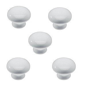 Kit 5 Puxador Italy Line Il7038 Cerâmica Branco C/ Parafuso