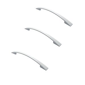 Kit 3 Puxador Italy Line 2092 Branco Metal 096mm