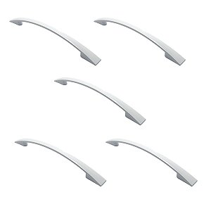 Kit 5 Puxador Italy Line 2092 Branco Metal 096mm