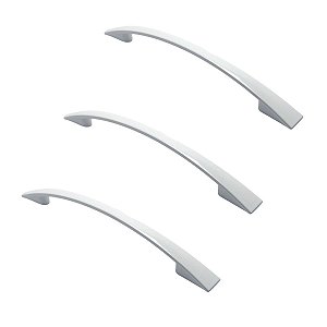 Kit 3 Puxador Branco Italy Line 2092 Metal 128mm