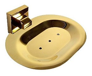 Saboneteira Parede Dourada Dourado Italy Eterna Inox Gold