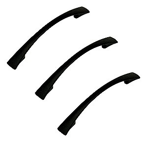 Kit 3 Puxador Italy Line Preto Fosco 2092 Metal 128mm