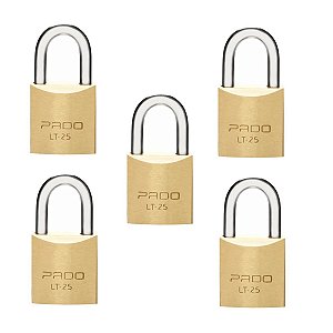 Kit 5 Cadeados Pado Mesmo Segredo Latão Lt 25 Mm Mesma Chave
