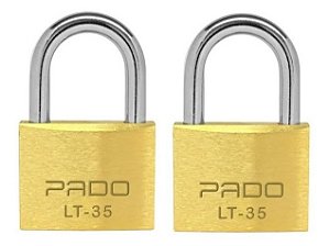 2 Cadeados Pado Latão Lt 35 Mm Não Enferruja Mesma Chave Seg