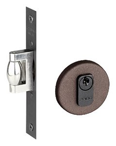 Fechadura Trava Rolete Pivotante Pado Corten Marrom Redonda