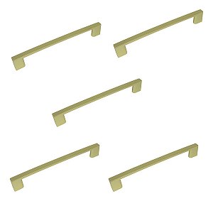 Kit 5 Puxador Dourado Il 950 Metal 96mm C/ Parafusos