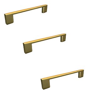 Kit 3 Puxador Dourado Il 950 Metal 96mm Com Parafusos
