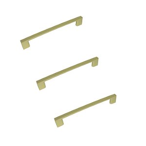 Kit 3 Puxador Dourado Il 950 Liveri Metal 128 Mm Italy Line