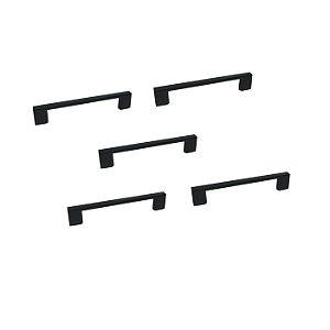 Kit 5 Puxador Preto Fosco Il 950  Metal 128mm C/ Parafusos