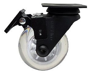Rodizio Rodinha Preto Moveis Girator Silicone 50mm Com Trava
