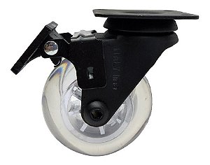 Rodizio Rodinha Preto Moveis Girator Silicone 50mm Com Trava