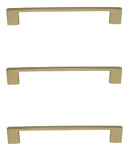 Kit 3 Puxador Dourado Il 950 Metal 160mm Com Parafusos