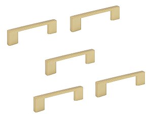 Kit 5 Puxador Dourado Fosco Il 950 Italy Line 64mm Pafafusos