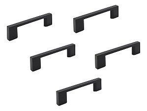 Kit 5 Puxador Preto Fosco Il 950 Italy Line Metal 64mm
