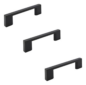 Kit 3 Puxador Preto Fosco Il 950 Italy Line Metal 64mm