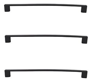 Kit 3 Puxador Preto Fosco Il 950 Italy Line Metal 192mm
