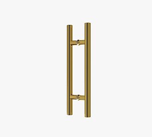 Puxador Porta Dourado Gold Duplo Inox Italy Df907 30cm 300mm