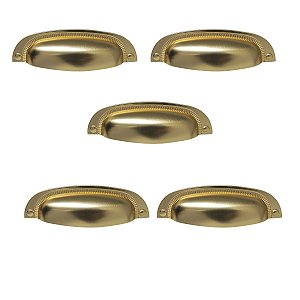 Kit 5 Puxador Vivaro 222 Dourado Fosco Italy Line 96 Mm