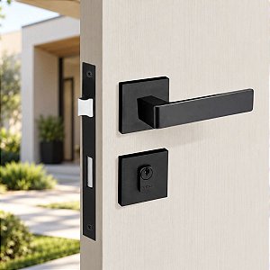 Fechadura Porta Externa Modena Pado Preto Fosco 55mm + Miolo