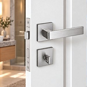Fechadura Porta Banheiro Pado Modena Escovada Acetinada 55mm