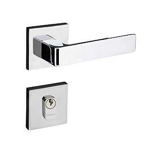 Fechadura Porta Externa Modena Pado Cromada 55mm C/ Cilindro