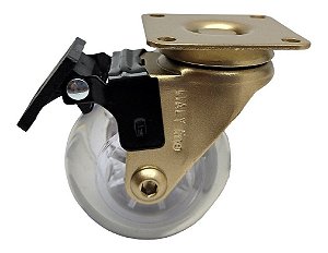 Rodizio Rodinha Dourado Moveis Girat Silicone 50mm Com Trava