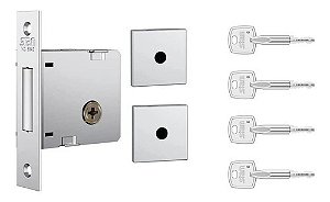 Trava Tetra Stam Fechadura Auxiliar Roseta Quadrada Inox