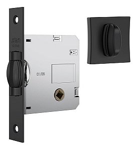 Fechadura Rolete Banheiro Wc Pivotante Stam 1025 Preta Preto