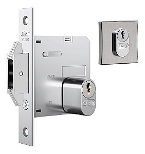 Fechadura Porta Correr Stam Escovada 1006 Asa De Avião 45 Mm