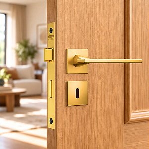 Fechadura Porta Interna Sala Quarto Dourada Gold Stam 40mm
