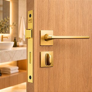 Fechadura Porta Banheiro Wc Dourada Gold Stam Classic 40mm