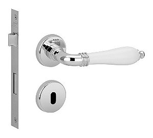 Fechadura Porta Interna Quarto Lily Imab Cromada C/ Branco