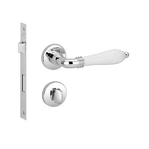 Fechadura Banheiro Lily Imab Cromada C/ Branco 55mm Clássica