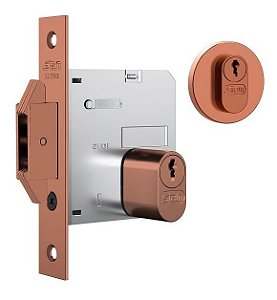 Fechadura Porta Correr Stam 1006 Rosê Redonda 45 Mm C/ Miolo