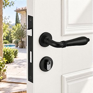 Fechadura Porta Externa Lily Imab Preta Preto 55mm Clássica