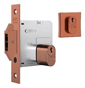 Fechadura Porta Correr Stam 1006 Rosê Quadrada 45mm C/ Miolo