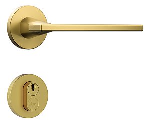 Fechadura Porta Externa Dourada Gold Stam Redonda 55mm Class
