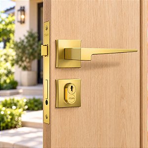 Fechadura Externa Dourada Gold Classic 3200 Stam Máquina 55m