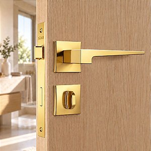 Fechadura Banheiro Wc Dourada Gold Classic 3200 Stam 55 Mm