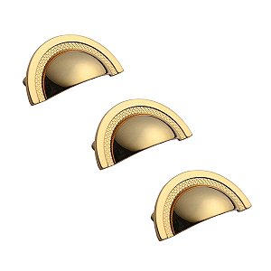 Kit 3 Puxador Shell Zen 64mm Gold (dourado Brilhante)
